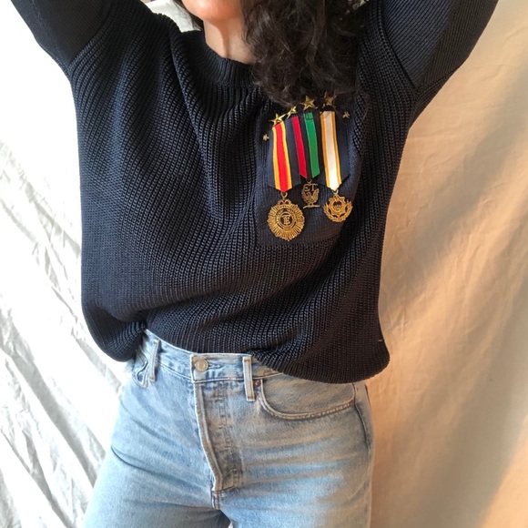 Vintage Sweaters - Military Motif Sweater by Linda Allard Ellen Tracy